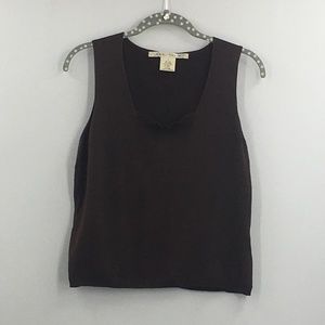 Max Studio 80% Silk Espresso Elegant Tank Top